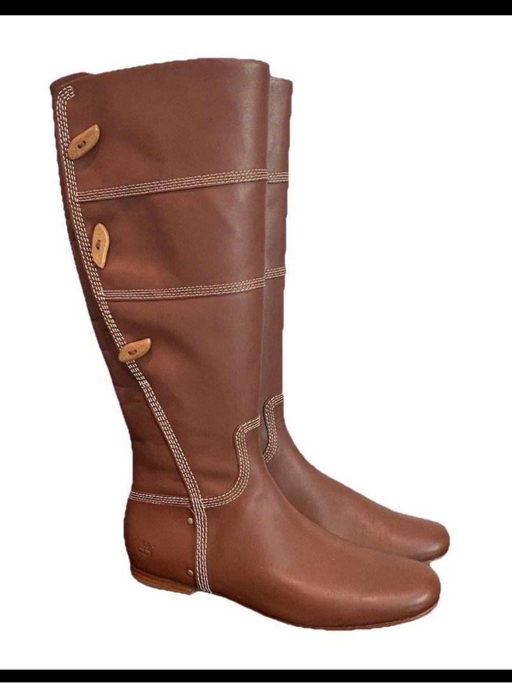 Timberland Women's Brown Leather Over-the-Knee Button-Trim Boots